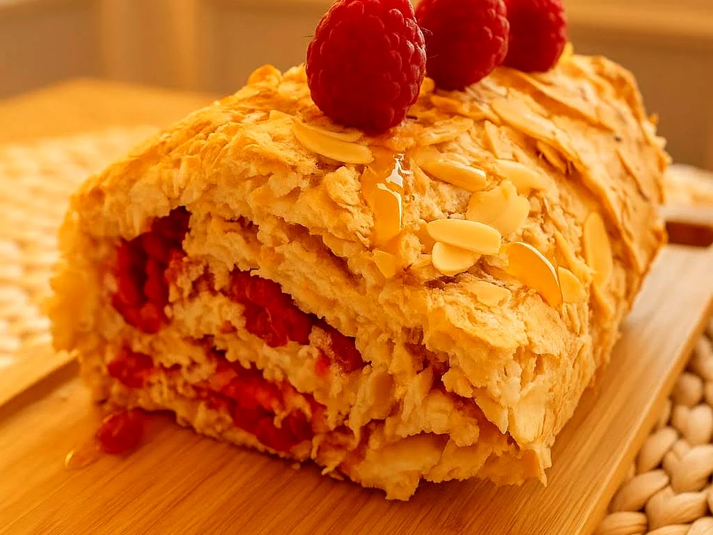 Homemade raspberry pastry roll