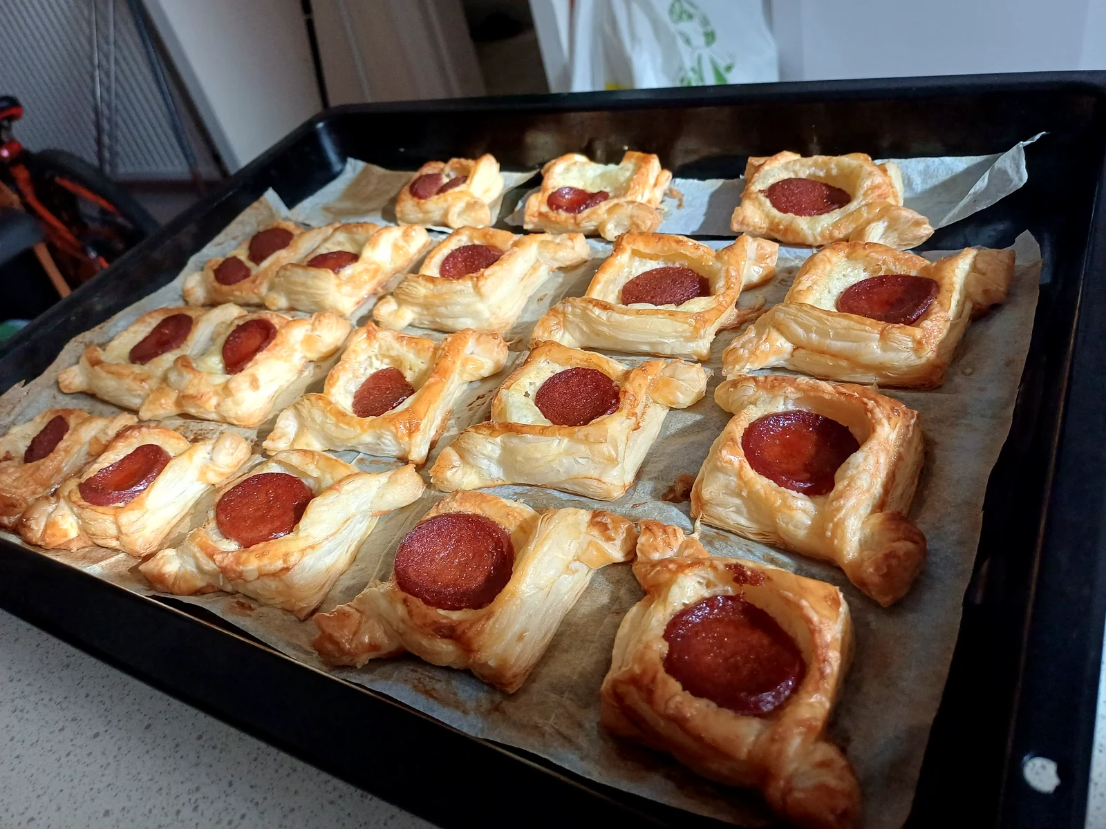 Homemade savoury puff pastries